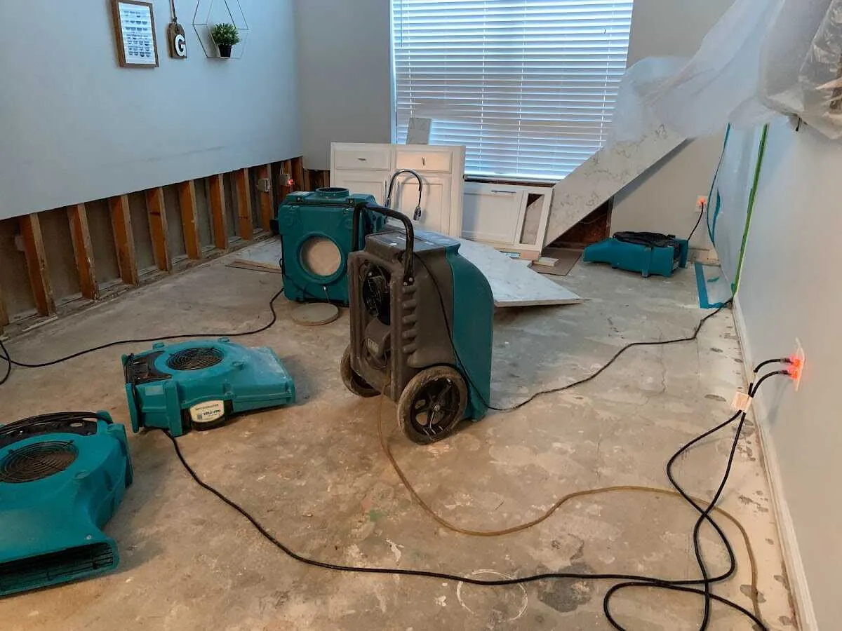Dehumidifier in flood-cut room for Water Damage Restoration in Drexel Heights